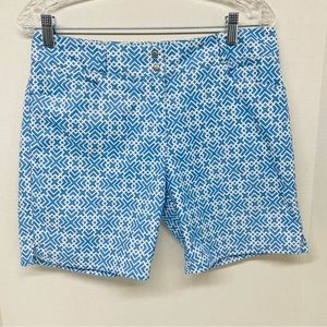 Adidas Women's Shorts Size 8 Snap & zip closure Blue & White Pattern Golf Casual
